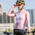 Jersey de ciclismo de manga larga para mujeres de secado rápido